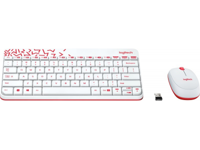 Logitech MK240 Wireless Keyboard and Mouse Combo(White&Vivid Red)