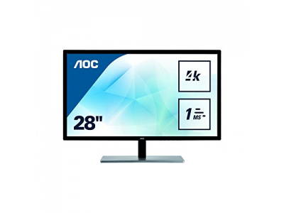 AOC U2879VF Featured 28'' 4K UHD 2160p LED-Backlit LCD Monitor, Black/Silver